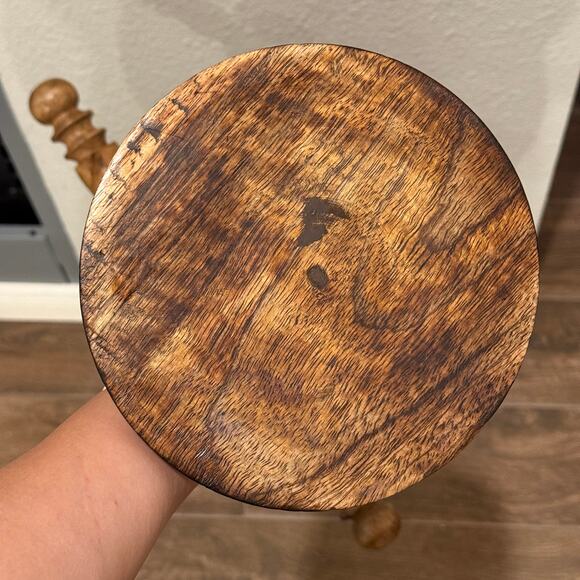 Vintage Wooden Barley Twist Cross with Base | Hand-Carved Holy Cross Decor - Picture 8 of 8